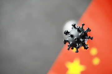 A pandemic of pneumonia worldwide. Virus from animals. Coronovirus molecule model printed on a 3D...