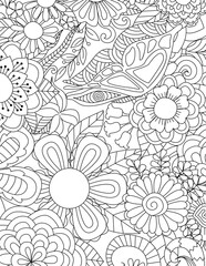 
Abstract flowers for background, coloring book, coloring page with the size 8.5x11. Vector illustration.
