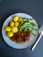 beef steak with potatoes