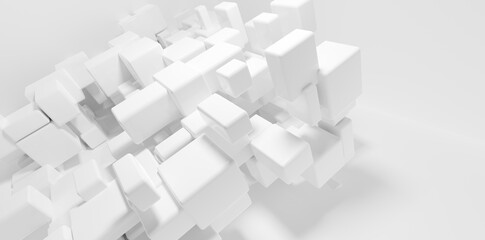 Abstract white cubes background.