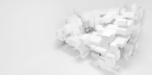 Abstract white cubes background.