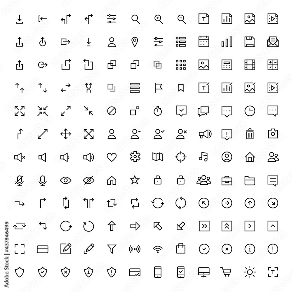 Poster line basic ui icons. pixel perfect editable stroke