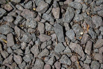 Сose-up of a road made of crushed stones