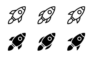 rocket line icon set, rocket symbol vector for web