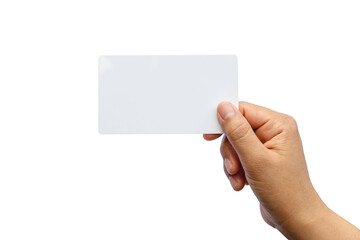 Obraz premium Hand holding paper isolated on white with the clipping path.