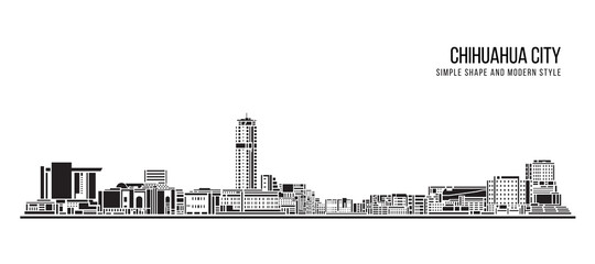 Obraz premium Cityscape Building Abstract Simple shape and modern style art Vector design - Chihuahua city
