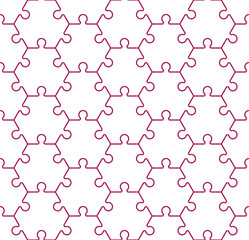 Seamless hexahedron puzzle pattern. Hexagon puzzle piece wallpaper template. banner presentation.