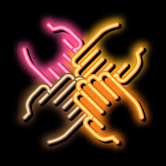Group Handshake neon light sign vector. Glowing bright icon Group Handshake sign. transparent symbol illustration