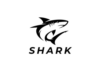 Shark logo. Marine animal symbol. Aquatic ocean fish icon. Vector illustration.