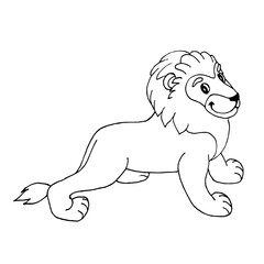 Doodle lion on a white background.Vector lion can be used in children's book illustrations, coloring books,postcards, textiles.