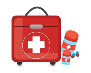 Illustration vector graphic of first aid. Good for Introduction of medical devices for children's magazines and so on.