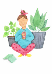 Young pregnant woman relaxing with cup of tea