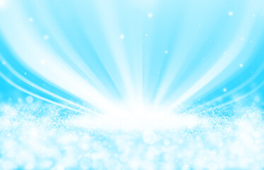 Blue sparkle rays glitter lights with spotlight bokeh elegant show on stage abstract background. Dust sparks background.Spotlight background