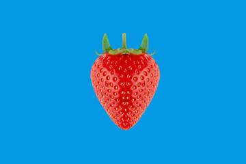 Strawberry pattern on blue background. Seasonal berry