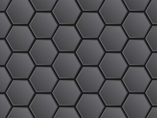 3D Abstract Hexagon Pattern Background In Gray Color.