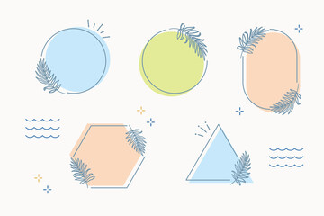 Vector botanical frame set, frame design with tropical palm leaves