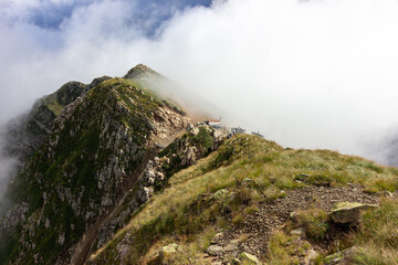 Krasnaya Polyana, the top of the Stone Pillar in the fog