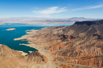 Multi-colored rocks at Lake Mead, Nevada - Powered by Adobe