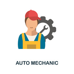 Auto Mechanic flat icon. Color simple element from car servise collection. Creative Auto Mechanic icon for web design, templates, infographics and more