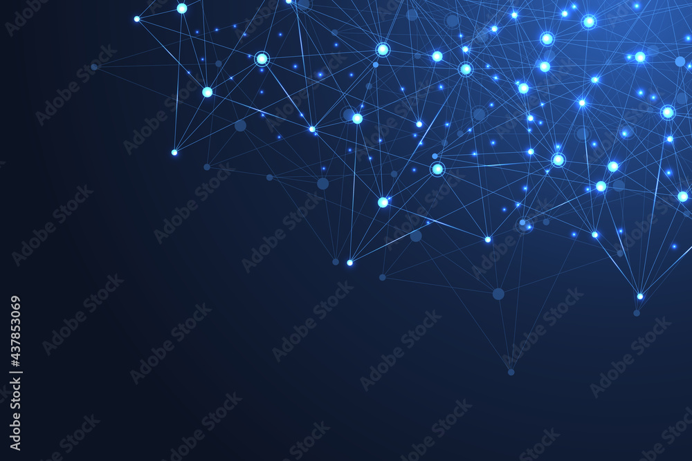 Aufkleber Big data visualization. Social network or business analytics representation. Abstract graphics. Futuristic infographic illustration.