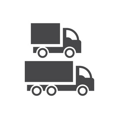 Truck or lorry black vector icon. Glyph cargo symbol set.