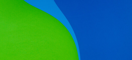Geometric paper cut green, blue and cyan color paper banner background