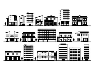 建築　建物　ビル　住宅　アパート　シルエット