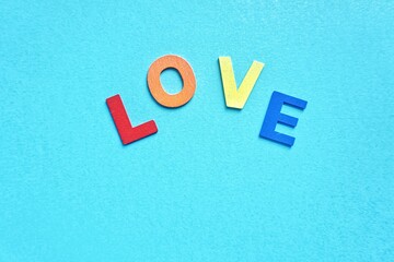 love word with wooden letters for valentine's day