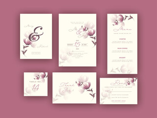 Elegant Wedding Invitation Card Template Layout In Six Options.
