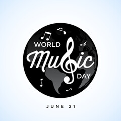 Happy world music day celebration Hand draw typography - Vector