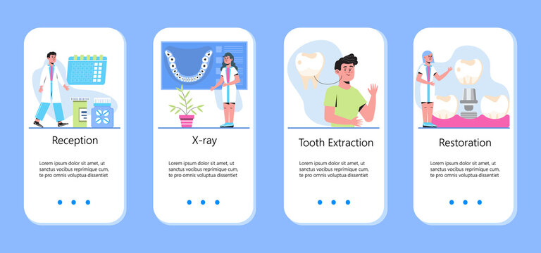 Dentist concept vector for app. Caries, tartar or tooth cyst treatment.