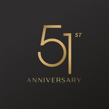 51st anniversary celebration logotype with elegant number shiny gold design