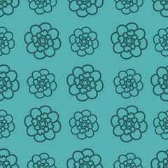 Blue Vector Retro Flower Bloom Seamless Pattern Background. Perfect for gift wrap, scrapbooking, packaging, fabric, stationery projects.
