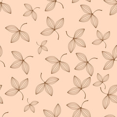 Vector leaves seamless pattern background. Surface pattern design for greeting card, wrapping, wallpaper.