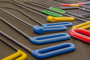 Paintless Dent Repair Kit Tools Set On The Work Table. Tools For Repair Dents On Car Body. Professional Hand Tools Set