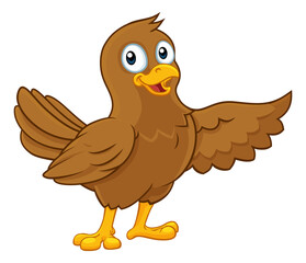 Cute Bird Pointing Cartoon Character