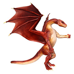 3D Rendering Fairy Tale Dragon on White