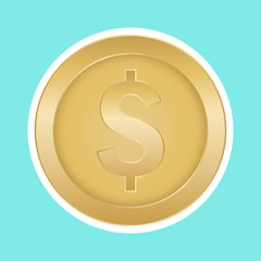 Coin, gold coin icon. Vector illustration.