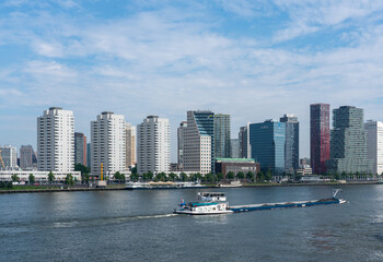 Rotterdam, Netherlands - June 3 2021: Skyline of the city of Rotterdam