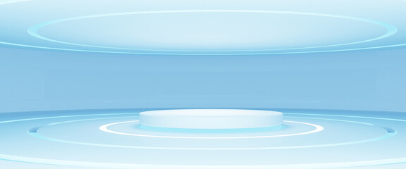 3d rendering with circle, Blue abstract background