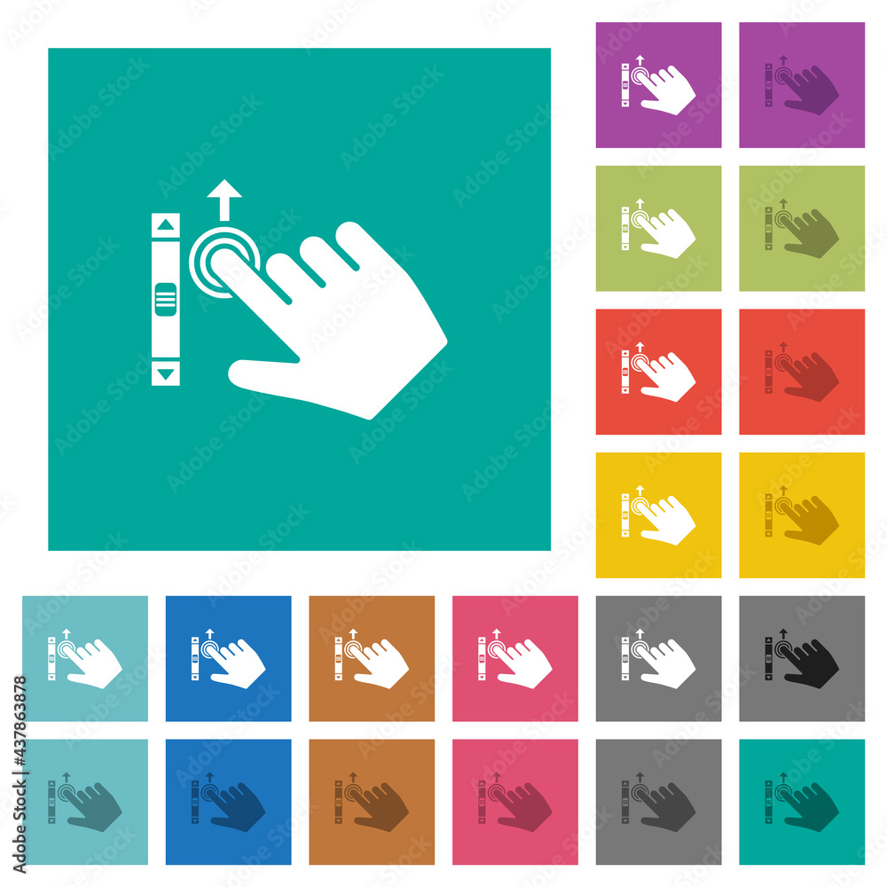 Poster right handed scroll up gesture square flat multi colored icons