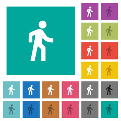 Fototapeta na wymiar Man walking right square flat multi colored icons