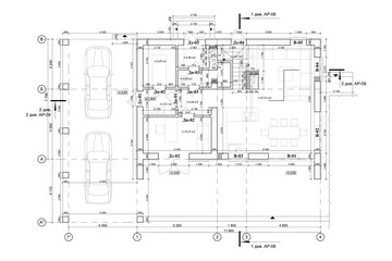 Detailed architectural private house floor plan, apartment layout, blueprint. Vector illustration