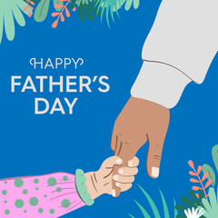 Happy Father's Day greeting card. Happy illustration of a Father and daughter. Father and son.