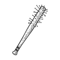baseball bat nails line art sketch raster