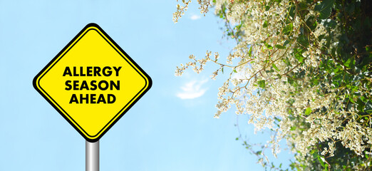 Yellow allergy season ahead sign	