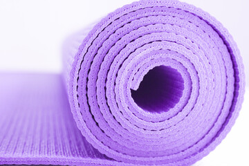 Fototapeta na wymiar Rolled up yoga or pilates mat