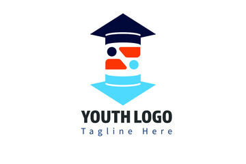 youth up and down logo concept for education, club and group