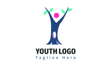 youth tree logo concept for group, club, and education
