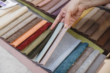 Hand pick the colorful upholstery samples in the shop